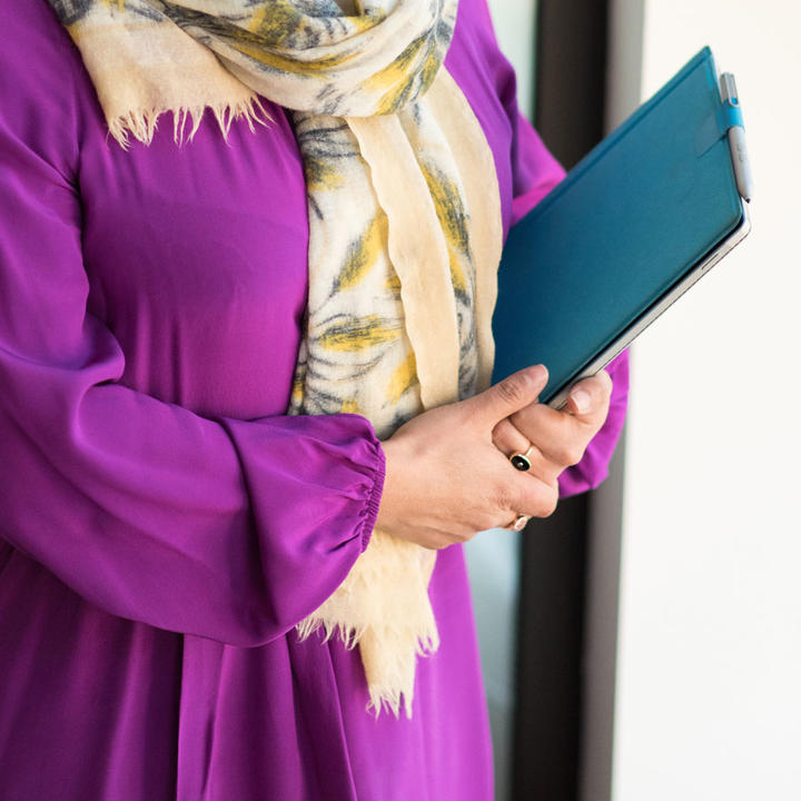 woman with tablet computer